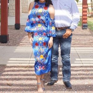 Embroidered Floral MIDI Dress